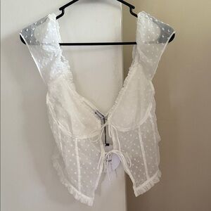 Princess Polly Cream Sheer Tie-Front Blouse